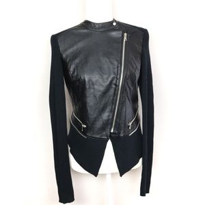 Kenneth Cole Black Faux leather and Knitted Jacket